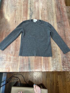 Barneys New York Vintage Charcoal Wool Crewneck Sweater